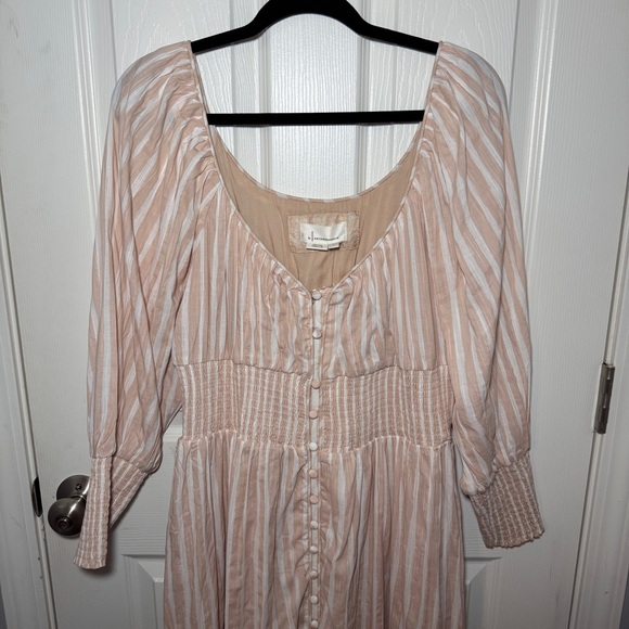 NWT Anthropologie Long-Sleeve Smocked-Waist Stripe Maxi Dress - Picture 11 of 16